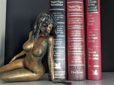 FIGUR SKULPTUR FRAU NACKT EROTIK AKT SEXY DAME 18 Antique Patina Uvp