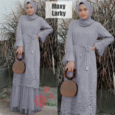 Jual Larky Baju Gamis Brukat Remaja Dewasa Seragam Pesta Wanita Muslim