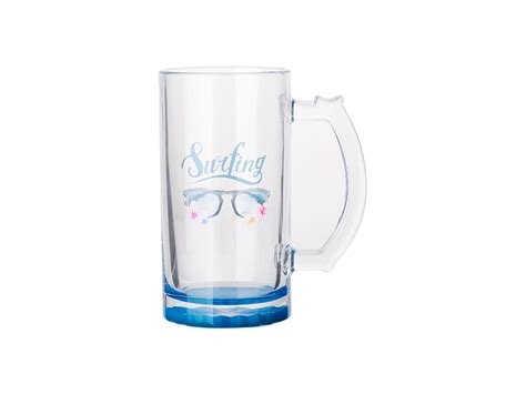 16oz Sublimation Clear Glass Beer Mug Light Blue Bottom Bestsub Sublimation Blanks