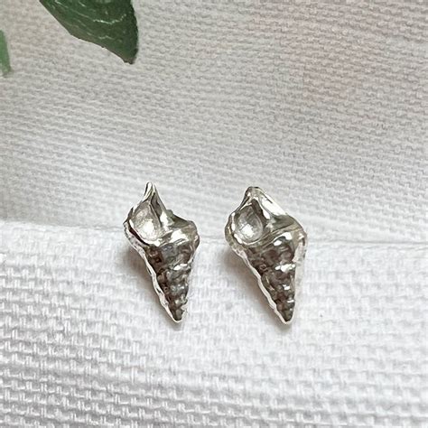 Shell Earrings Silver Seashell Studs Dainty Earrings The British