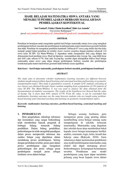 PDF PERBANDINGAN HASIL BELAJAR MATEMATIKA SISWA YANG DIAJAR