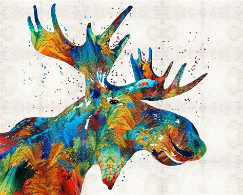 Colorful Moose Art Confetti By Sharon Cummings Painting By Sharon