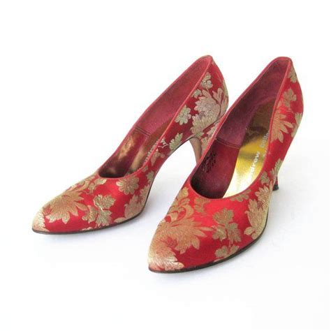 Vintage Red Satin Heels Andrew Geller Shoes 1950s Red And Etsy