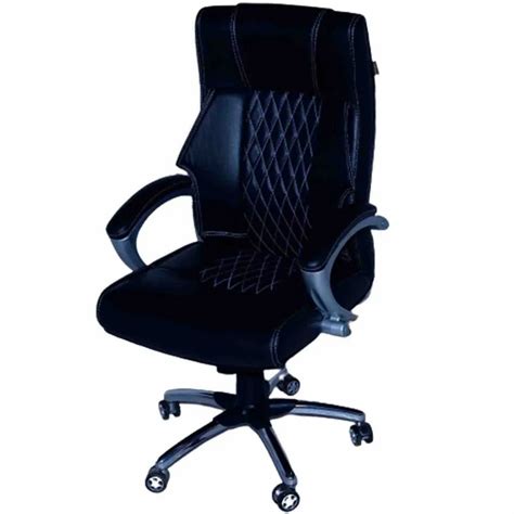 Leather High Back Black Hydraulic Revolving Chair Fixed Arm At Rs