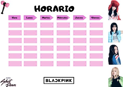 Horario Blackpink Horario De Escuela Horarios Para Imprimir Horario