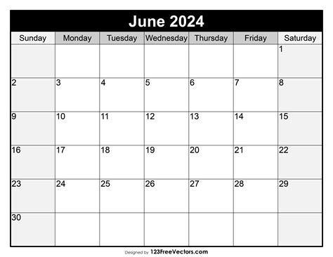 Free Blank Printable June Calendar 2024