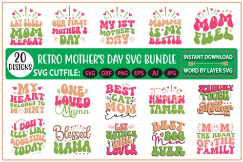 Retro Mothers Day Svg Bundle Graphic By Retro Gallery · Creative Fabrica