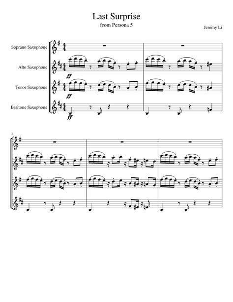 Last Surprise Sheet Music For Saxophone Alto Saxophone Tenor Saxophone Baritone