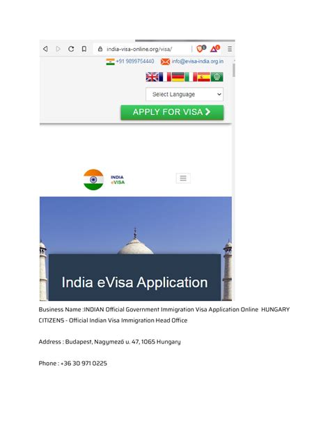 Indian Official Government Immigration Visa Application Online Hungary