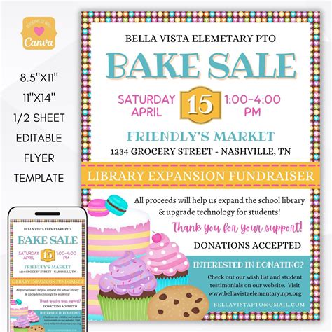 Editable Bake Sale Fundraiser Flyer Set Simple Desert Designs