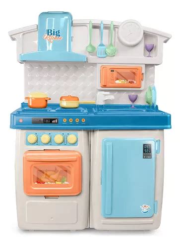 Cozinha Infantil Completa Pia Fog O Geladeira Acess Roma Cor Azul