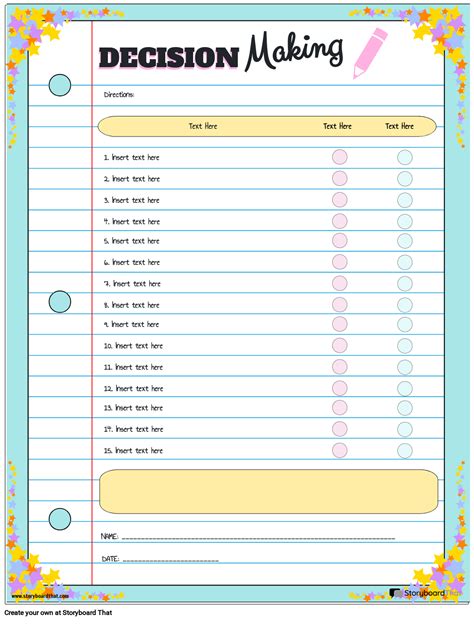 Decision Making Skills Worksheets Printable Templates