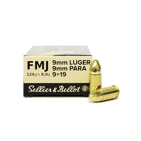 S B Sellier Bellot Mm Luger Gr Fmj Rn Full Metal Jacket Round