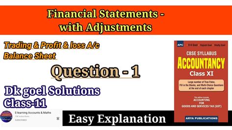 Financial Statements With Adjustments Question Dk Goel Solutions