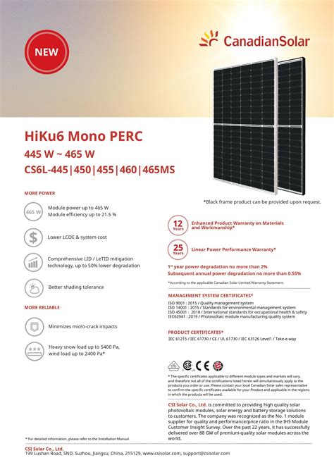 Canadian 182mm Single Series Solar Panel Mono Half Cell 445W 460W Price