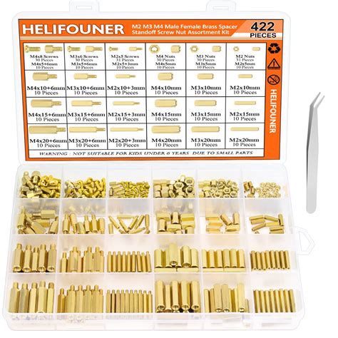 HELIFOUNER 422 Pieces M2 M3 M4 Male Female Hex Brass Spacers Standoffs