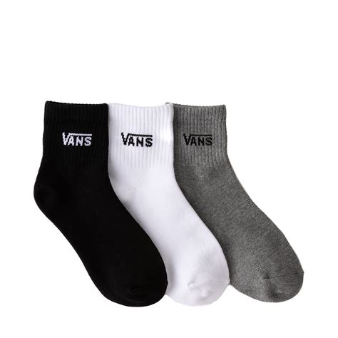 Womens Vans Quarter Socks Pack Black White Gray Journeys