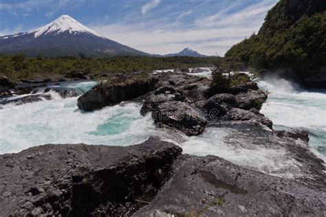 Petrohue Falls and Osorno Volcano in Chile Stock Photo - Image of ...