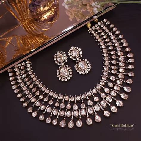 Shahi Rukhyat Moissanite Polki Necklace Set Wedding Jewelry Sets