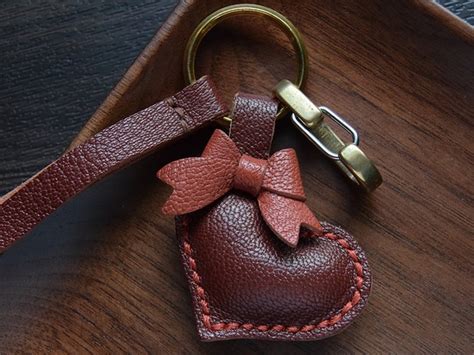 Leather Heart Bag Charm Handmade Heart Car Charm Cute Heart Etsy