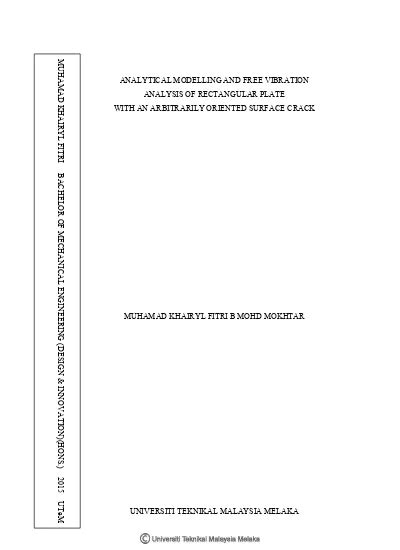 Analytical Modelling And Free Vibration Analysis Of Rectangular Plate