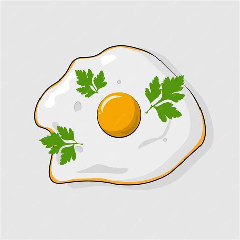 Premium Vector Fried Eggs With Parsley Vector Illustration