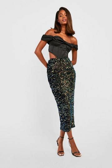 Black Sequin Skirts Black Glitter And Sparkly Skirts Boohoo Uk