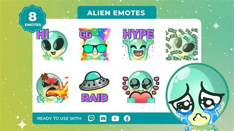 Alien Twitch Emotes 8-Pack - GamingVisuals