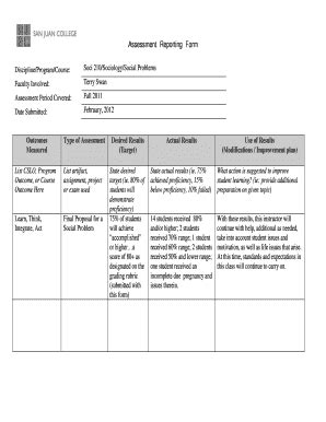 Fillable Online Sanjuancollege San Juan College Assessment Reporting