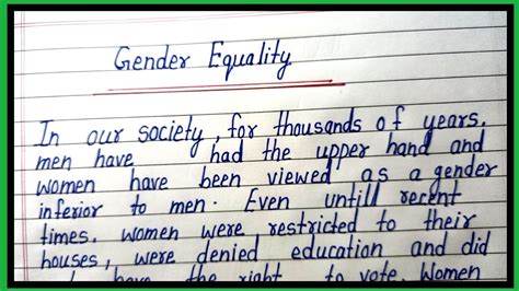 Essay On Gender Equality In English Paragraph On Gender Equality In English Youtube