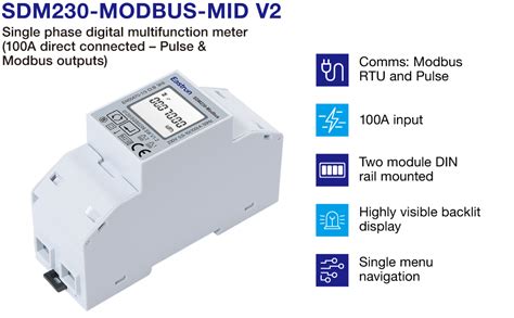 EASTRON SDM230 Modbus MID V2 Elektriciteitsmeter Eenfase RS485 RTU