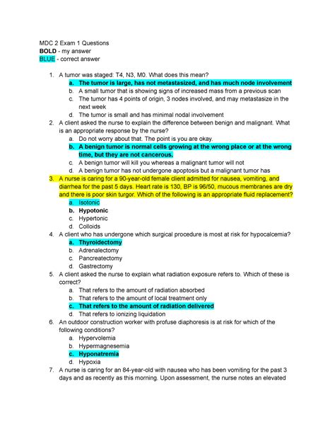 MDC 2 Exam 1 Questions Dont Go To Rasmussen MDC 2 Exam 1 Questions