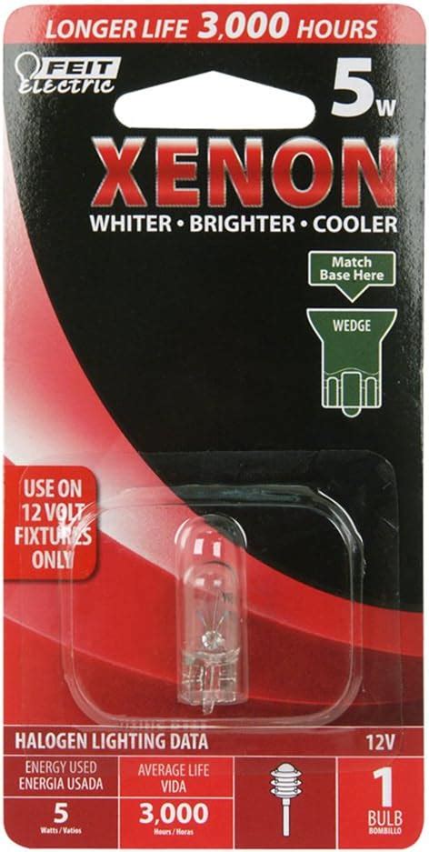 Feit Electric Bp5xn 12 12 Volt 5 Watt T 5 Wedge Base Xenon Light Bulb