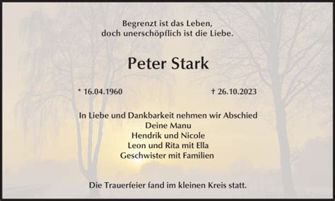 Peter Stark Traueranzeige Trauer Infranken De