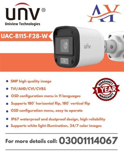 Uniview Uac B F W Mp Colourhunter Hd Fixed Mini Bullet Analog