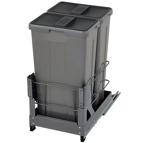 Vevor Pull Out Trash Can Qt Double Bins Under Mount Kitchen Waste