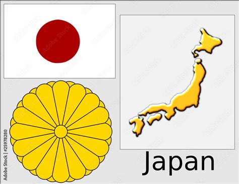 Japan flag national emblem map Stock Vector | Adobe Stock