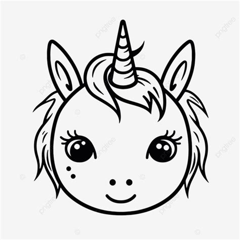 Cute Unicorn Head With Long Hair Outline Sketch Drawing Vector Unicorn