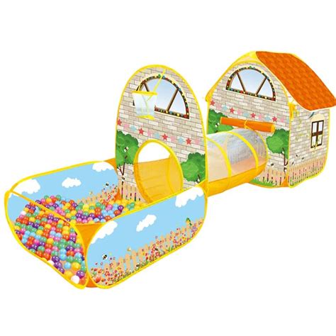 Cort De Joaca Si Tunel Copii Casuta Cu Piscina Si Bile Ray Toys