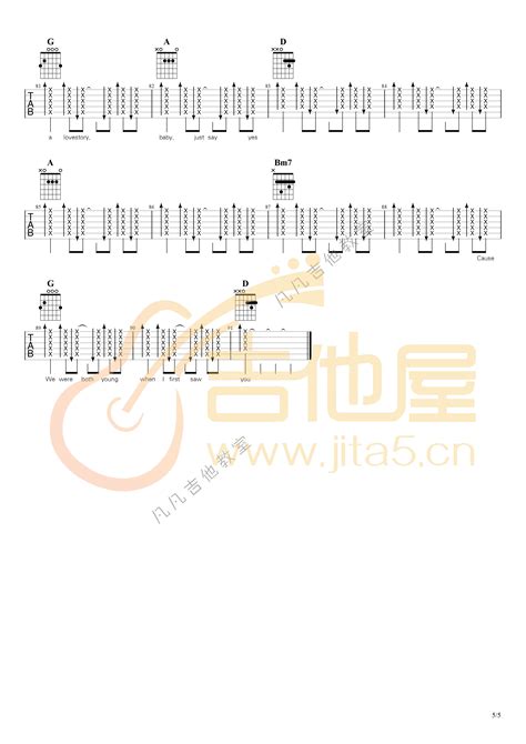 Love Story吉他谱taylor Swiftc调扫弦版六线谱弹唱示范 搜谱啦