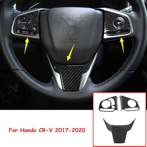 Carbon Fiber Inner Steering Wheel Decor Cover Trim For Honda Cr V Crv