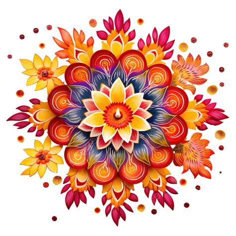 Feliz Diwali Rangoli Hecho Con Diya Y Flores Png Tarjeta Celebraci N