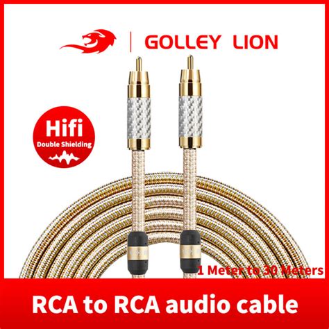 Golley Lion Rca ตัวผู้ไปยังตัวผู้สายสัญญาณเสียงแบบโคแอกเชี่ยลดิจิตอล