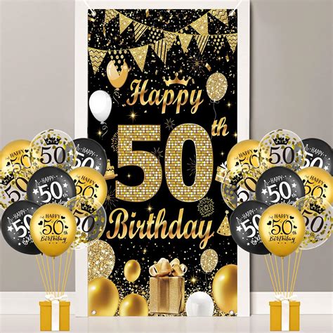 50th Birthday Party Decorations For Men Women Black Gold