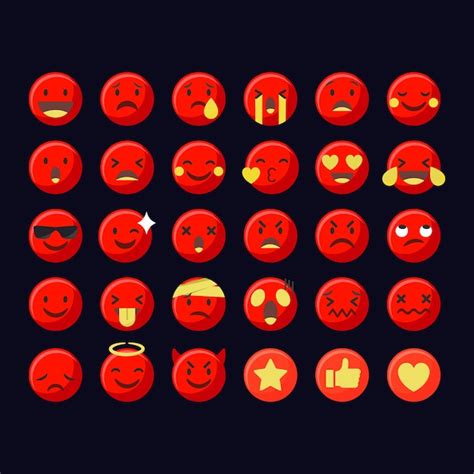 Premium Vector | Set of emojis of red color emoji set collection