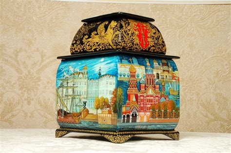 Russian Lacquer Box St Petersburg City Big Decorative Jewelry Etsy