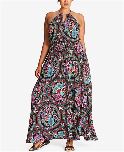 City Chic Trendy Plus Size Floral Print Maxi Dress And Reviews Dresses