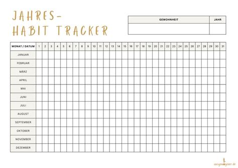 Habit Tracker Vorlagen Zum Ausdrucken Kostenlose Pdfs