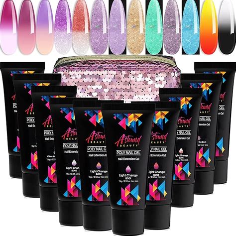 Amazon Astound Beauty Poly Nail Gel Kit With Mixed Color Gel