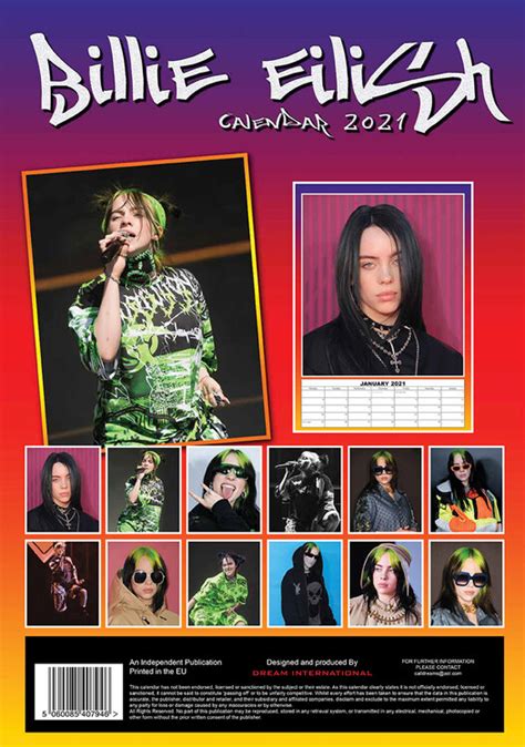 Billie Eilish Calendarios De Pared Cons Guelos En Posters Es